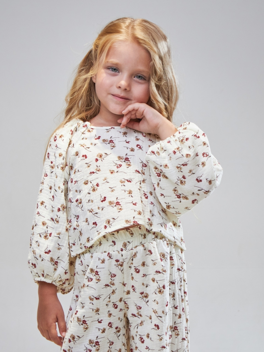 329-ЦВ1. Костюм детский Палаццо, цветной, хлопок 100%  муслин, размеры 98,104,110,116