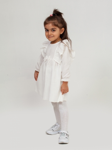Купить 321-МО. Платье из муслина детское, хлопок 100% молочный, р. 98,104,110,116 в Вологде