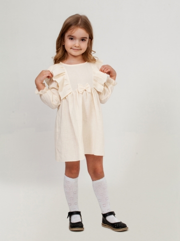 Купить 321-СЛ. Платье из муслина детское, хлопок 100% сливочный, р. 98,104,110,116 в Вологде